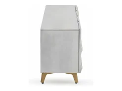 Clearance Móvel de TV com 2 portas e 2 gavetas espatulado em madeira de manga Branco