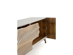 Clearance Móvel de TV com 2 portas e 2 gavetas espatulado em madeira de manga Branco