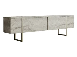 Móvel De Tv*Vente-unique Móvel de TV com 2 portas efeito travertino e dourado - ZIRELDA Bege