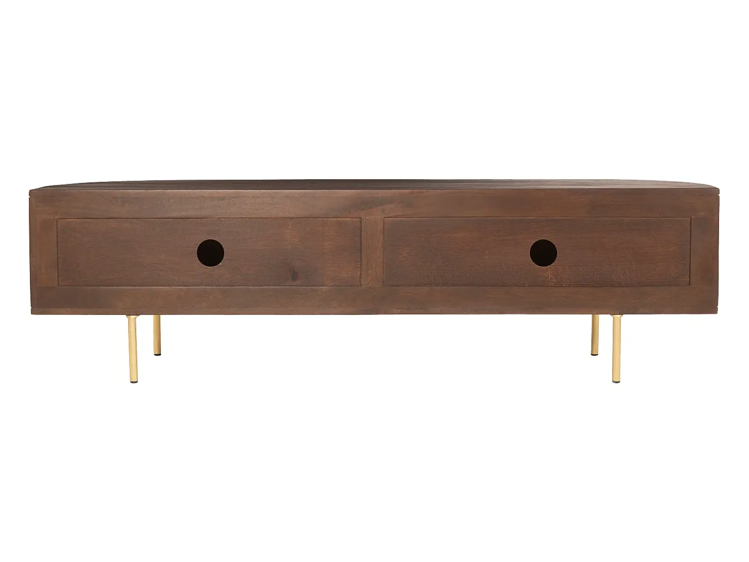 Móvel De Tv*Maison Céphy Móvel de TV com 2 portas em madeira de mangueira e metal natural e dourado - NEVILI Natural escuro / Dourado