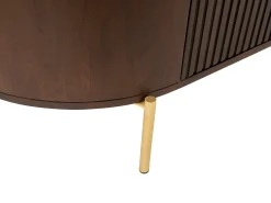 Móvel De Tv*Maison Céphy Móvel de TV com 2 portas em madeira de mangueira e metal natural e dourado - NEVILI Natural escuro / Dourado