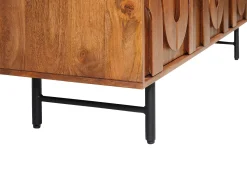 Sale Maison Céphy Móvel de TV com 3 portas em madeira de mangueira e metal preto, cor natural - MIZORAM Natural escuro / Natural claro
