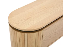 Vente-unique Móvel de TV com 2 portas folha de carvalho e metal natural claro e preto - CARDIONA^ Móvel De Tv
