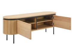 Vente-unique Móvel de TV com 2 portas folha de carvalho e metal natural claro e preto - CARDIONA^ Móvel De Tv