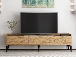Móvel De Tv*Vente-unique Móvel de TV com 3 portas natural e antracite - MONALIA Cinza antracite / Natural claro