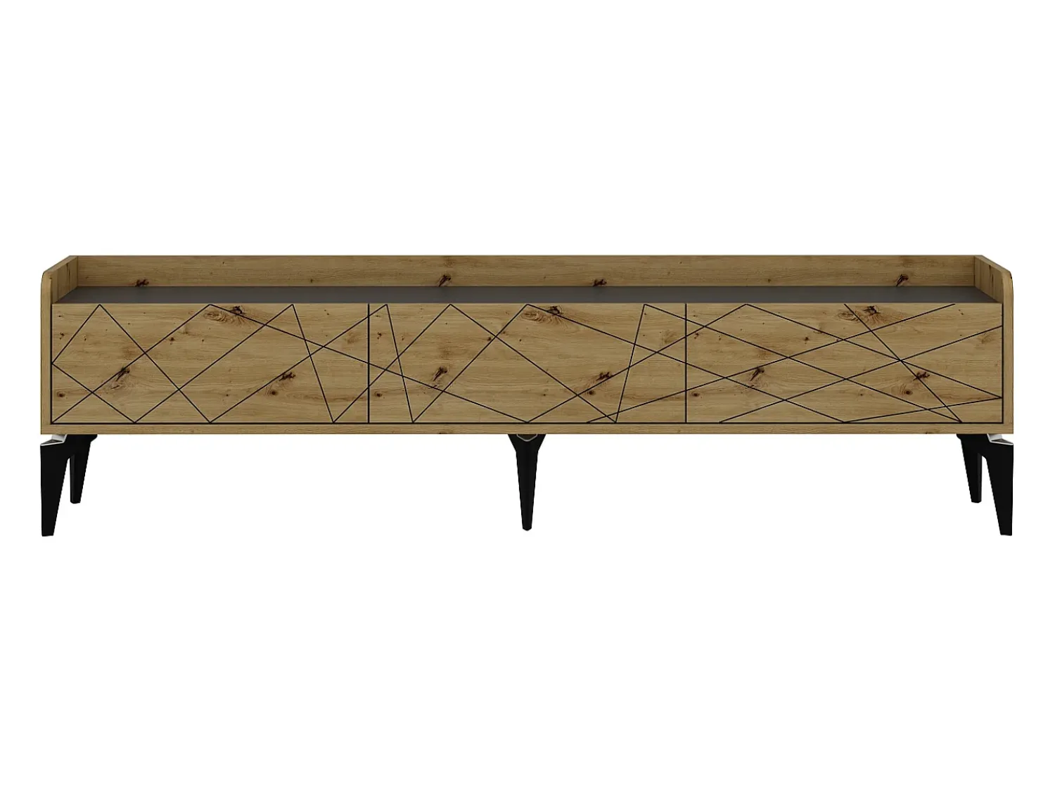 Móvel De Tv*Vente-unique Móvel de TV com 3 portas natural e antracite - MONALIA Cinza antracite / Natural claro