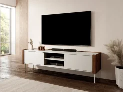 Móvel De Tv* Móvel de TV com 2 portas, nogueira e caxemira, 180x52 cm Bege