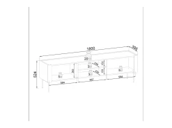 Móvel De Tv* Móvel de TV com 2 portas, nogueira e caxemira, 180x52 cm Bege