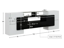 Móvel de TV com arrumação, 6 portas e 2 gavetas, com LED, superfície de alto brilho, preto e^ Móvel De Tv