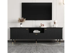 Móvel De Tv*Merax Móvel de TV com compartimentos abertos - 170 x 36 x 54,5 cm - com 2 portas + 1 gaveta - MDF - Preto