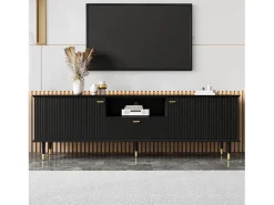 Móvel De Tv*Merax Móvel de TV com compartimentos abertos - 170 x 36 x 54,5 cm - com 2 portas + 1 gaveta - MDF - Preto