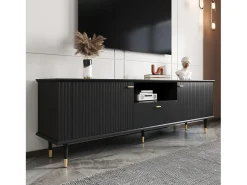 Móvel De Tv*Merax Móvel de TV com compartimentos abertos - 170 x 36 x 54,5 cm - com 2 portas + 1 gaveta - MDF - Preto