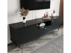 Móvel De Tv*Merax Móvel de TV com compartimentos abertos - 170 x 36 x 54,5 cm - com 2 portas + 1 gaveta - MDF - Preto