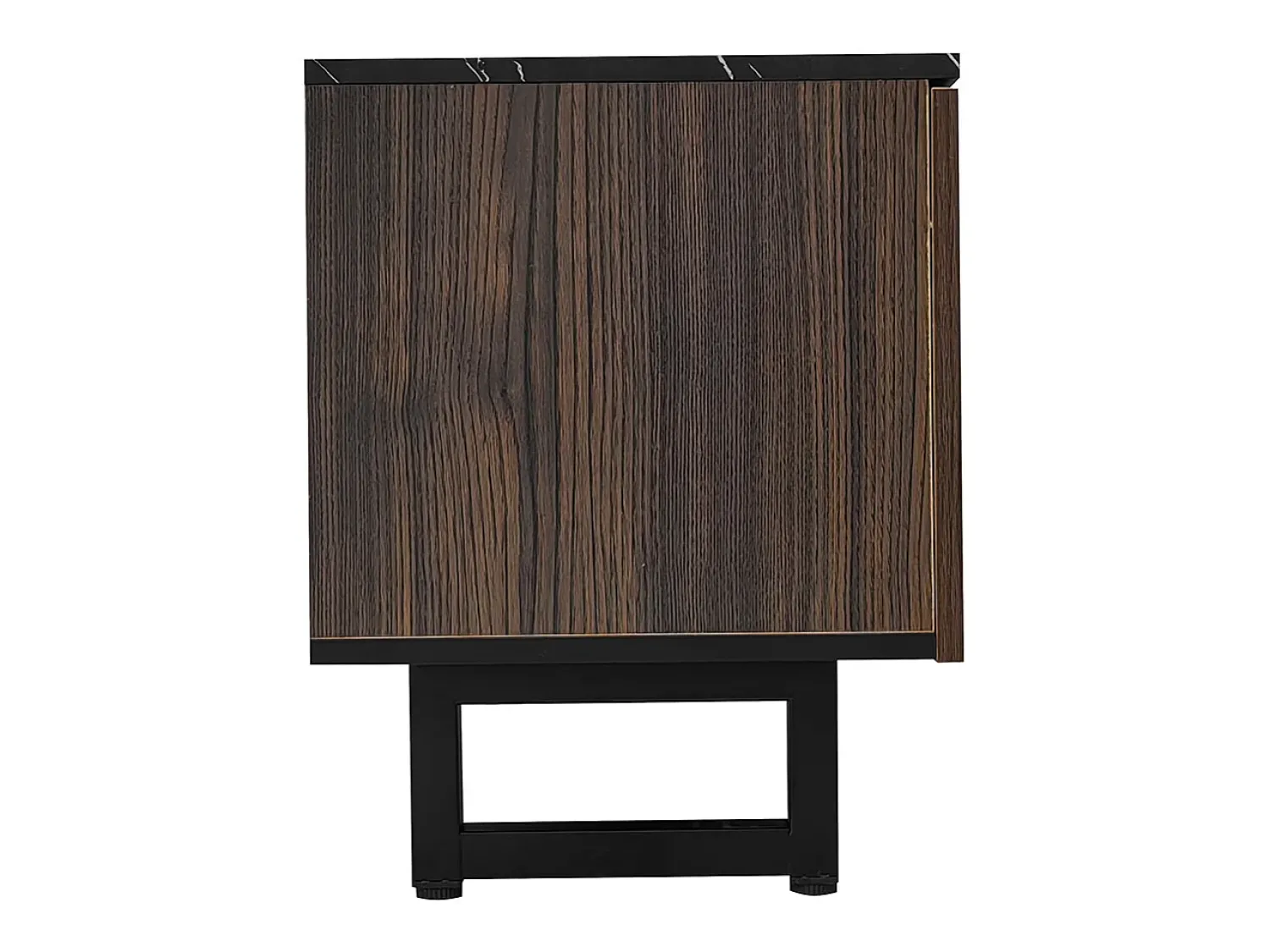 Móvel de TV com duas portas e duas gavetas, iluminação LED ajustável, efeito mármore , portas de madeira escura, 200x38x50 cm, e veios de madeira^ Móvel De Tv