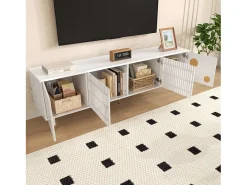 Merax Móvel de TV com estrutura treliçada - 170 x 36 x 54 cm - com 4 portas - MDF -^ Móvel De Tv