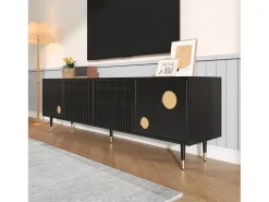 Móvel De Tv*Merax Móvel de TV com estrutura treliçada - 170 x 36 x 54 cm - com 4 portas - MDF - Preto
