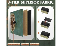 Clearance Móvel de TV com LED RGB, 4 Gavetas de Tecido Vintage, Estrutura Metálica, 108x30x57cm, Prateleira Ajustável Natural claro