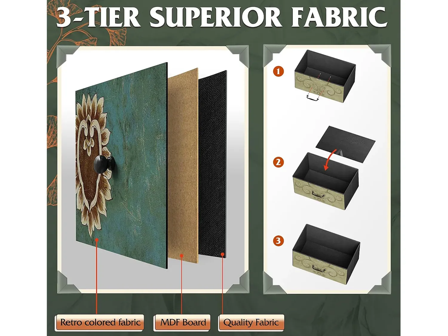 Clearance Móvel de TV com LED RGB, 4 Gavetas de Tecido Vintage, Estrutura Metálica, 108x30x57cm, Prateleira Ajustável Natural claro