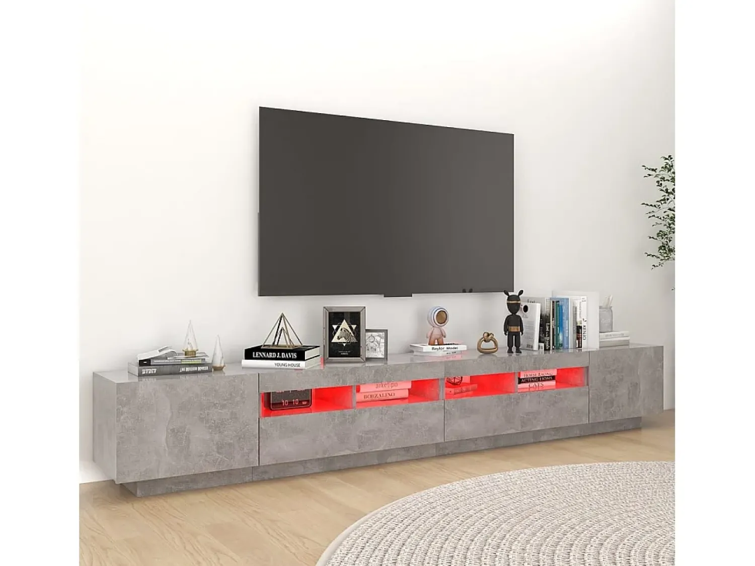 vidaxl Móvel de TV com luzes LED 260x35x40 cm cimento^ Móvel De Tv