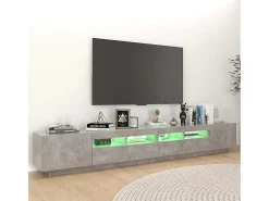 vidaxl Móvel de TV com luzes LED 260x35x40 cm cimento^ Móvel De Tv