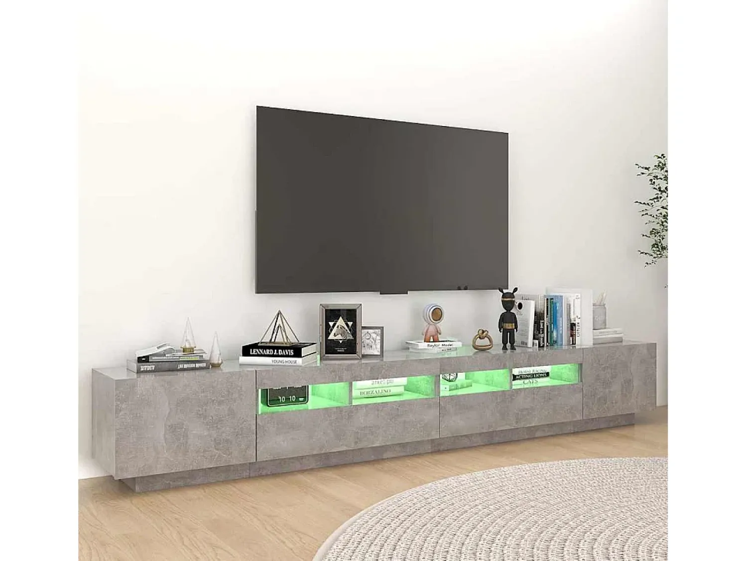 vidaxl Móvel de TV com luzes LED 260x35x40 cm cimento^ Móvel De Tv