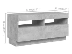 vidaxl Móvel de TV com luzes LED 260x35x40 cm cimento^ Móvel De Tv