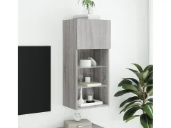 Best Móvel de TV com luzes LED 40,5x30x90 cm sonoma PT163097 Cinzento