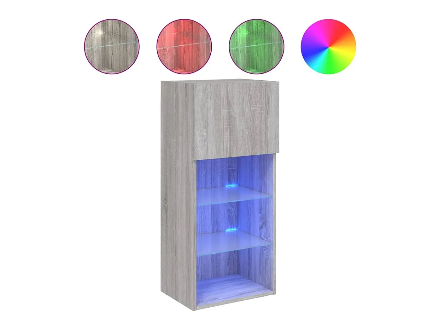 Best Móvel de TV com luzes LED 40,5x30x90 cm sonoma PT163097 Cinzento