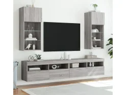 Best Móvel de TV com luzes LED 40,5x30x90 cm sonoma PT163097 Cinzento