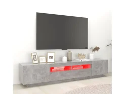Móvel De Tv| Móvel de TV com luzes LED 200x35x40 cm cimento PT587902 Cinzento