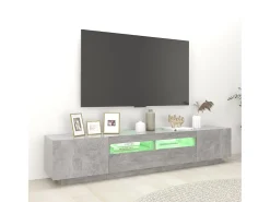 Móvel De Tv| Móvel de TV com luzes LED 200x35x40 cm cimento PT587902 Cinzento