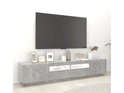 Móvel De Tv| Móvel de TV com luzes LED 200x35x40 cm cimento PT587902 Cinzento