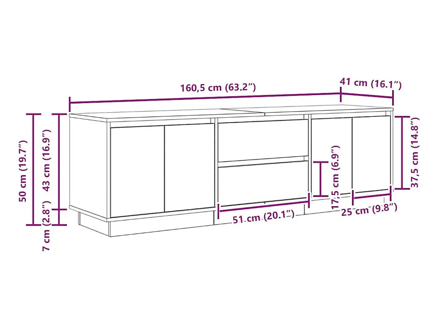 vidaxl Móvel de TV com luzes LED 160,5x41x50 cm sonoma Cinzento
