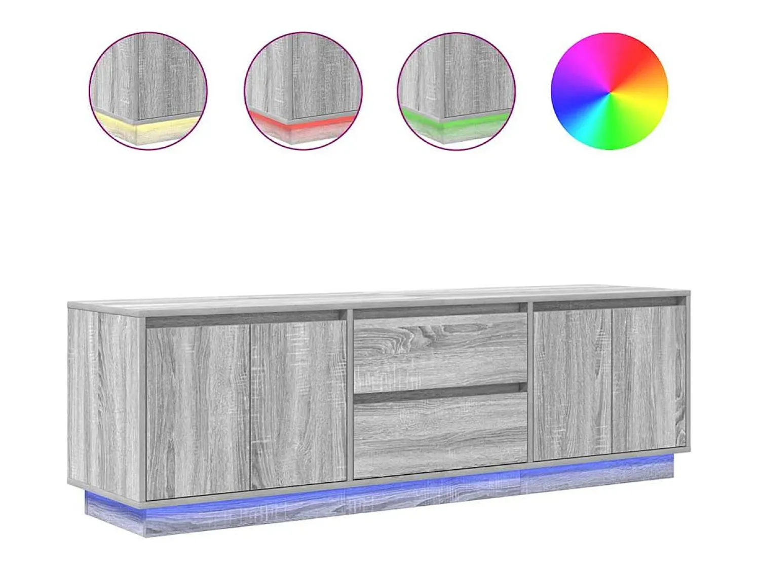 vidaxl Móvel de TV com luzes LED 160,5x41x50 cm sonoma Cinzento