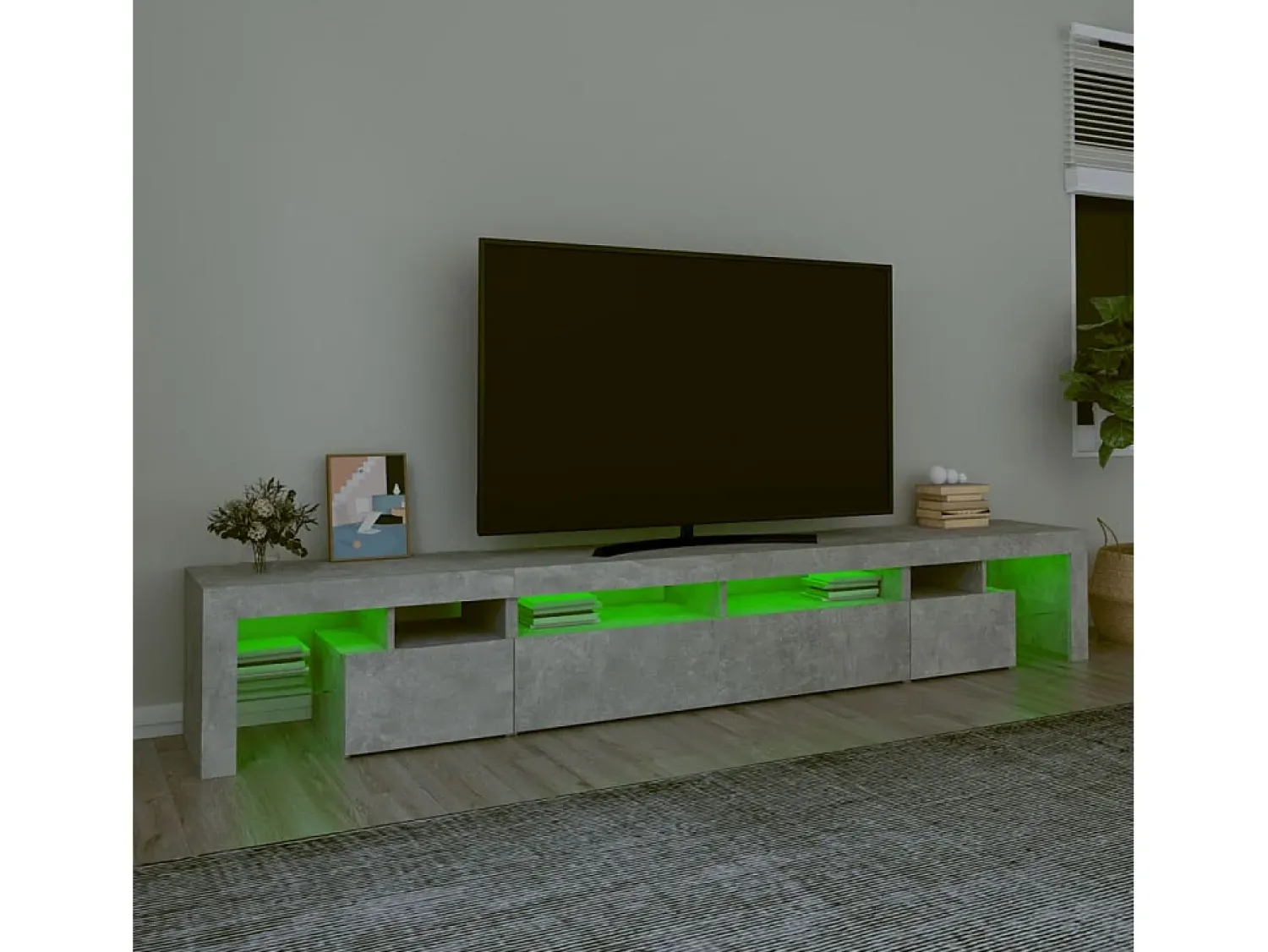 Best Móvel de TV com luzes LED 260x36,5x40 cm cimento PT460979 Cinzento