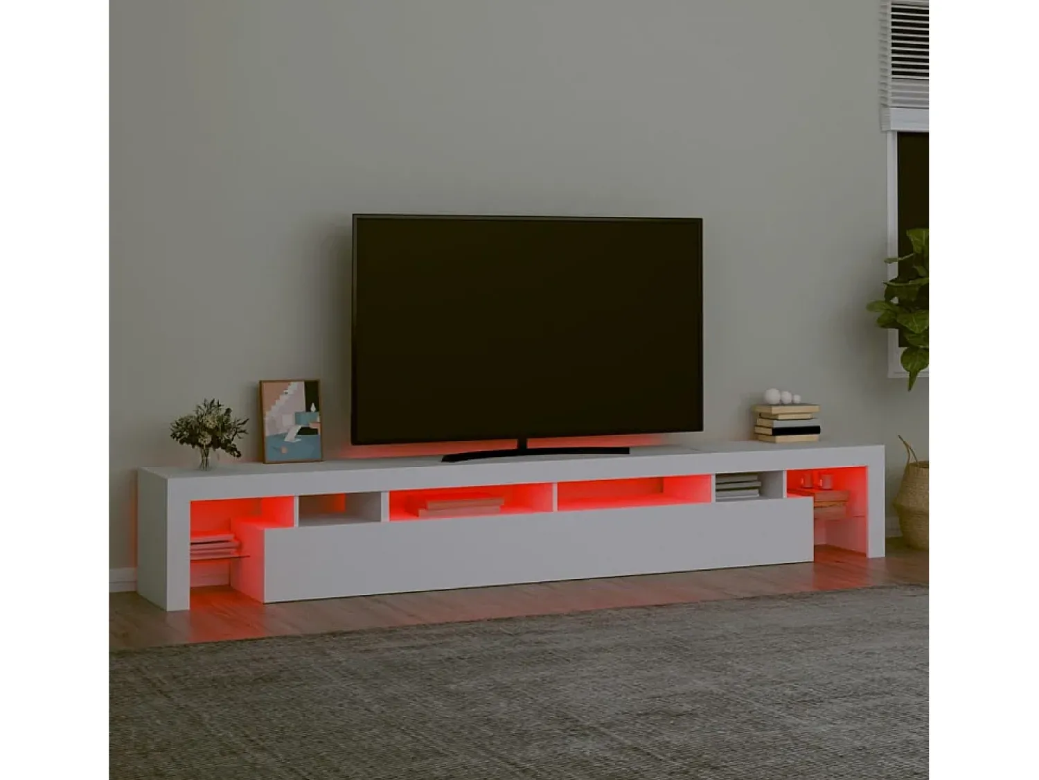 Móvel De Tv* Móvel de TV com luzes LED 260x36,5x40 cm PT679726 Branco