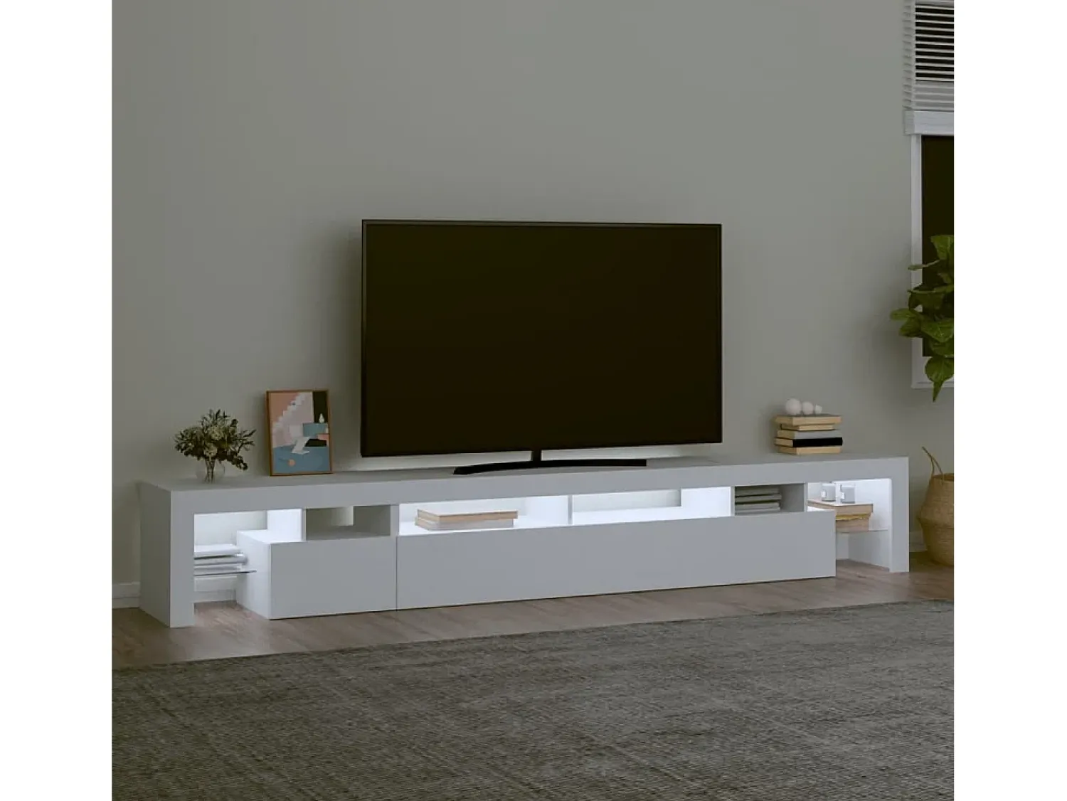Móvel De Tv* Móvel de TV com luzes LED 260x36,5x40 cm PT679726 Branco