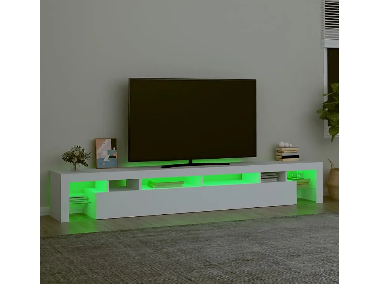 Móvel De Tv* Móvel de TV com luzes LED 260x36,5x40 cm PT679726 Branco