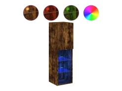 Móvel De Tv| Móvel de TV com luzes LED 30,5x30x102 cm carvalho fumado PT210307 Castanho