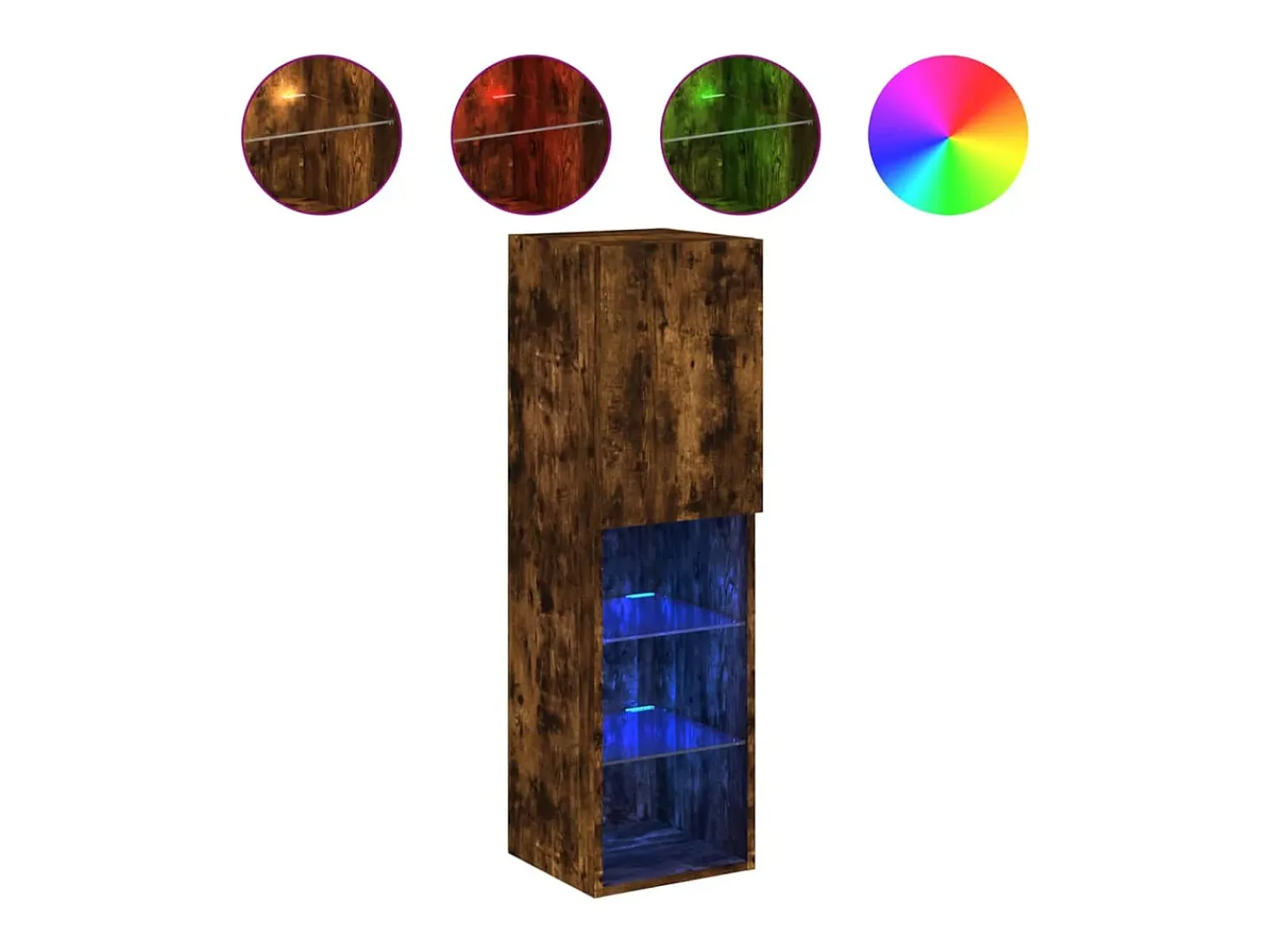 Móvel De Tv| Móvel de TV com luzes LED 30,5x30x102 cm carvalho fumado PT210307 Castanho