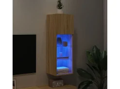 Móvel De Tv| Móvel de TV com luzes LED 30,5x30x90 cm carvalho sonoma PT956212 Castanho