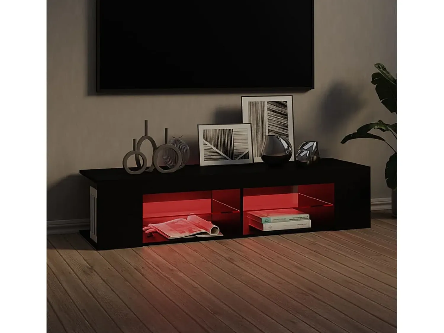 Móvel De Tv* Móvel de TV com luzes LED 135x39x30 cm PT113465 Preto