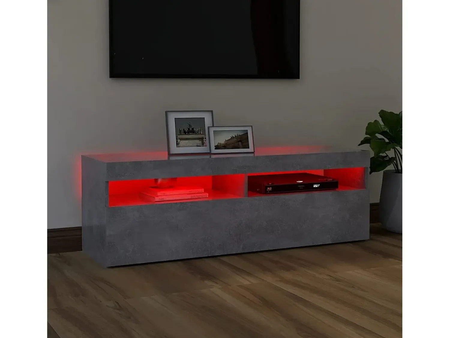 Móvel De Tv* Móvel de TV com luzes LED 120x35x40 cm cimento PT355370 Cinzento