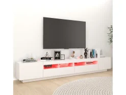 Móvel De Tv* Móvel de TV com luzes LED 260x35x40 cm PT444139 Branco