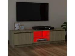 New Móvel de TV com luzes LED 120x30x35,5 cm carvalho sonoma PT783894 Castanho
