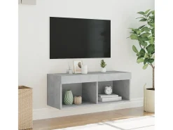 Móvel De Tv* Móvel de TV com luzes LED 80x30x30 cm cimento PT149346 Cinzento