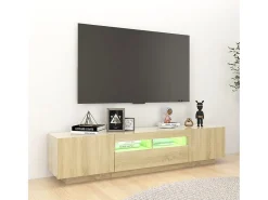 New Móvel de TV com luzes LED 180x35x40 cm carvalho sonoma PT216025 Castanho