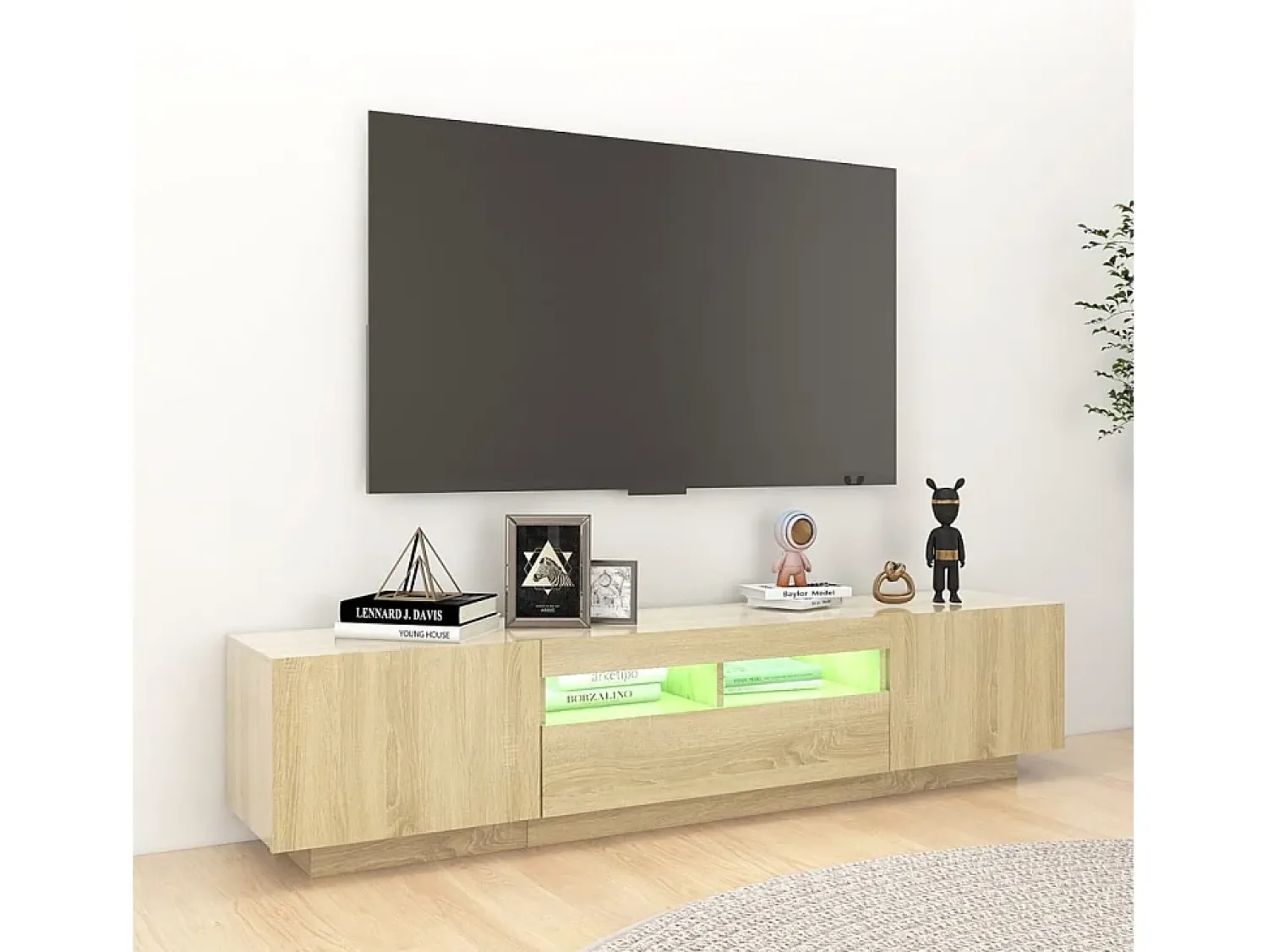 New Móvel de TV com luzes LED 180x35x40 cm carvalho sonoma PT216025 Castanho