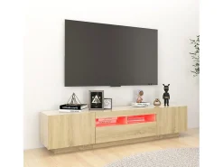 New Móvel de TV com luzes LED 180x35x40 cm carvalho sonoma PT216025 Castanho