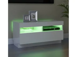 Móvel De Tv* Móvel de TV com luzes LED 80x35x40 cm brilhante PT273702 Branco